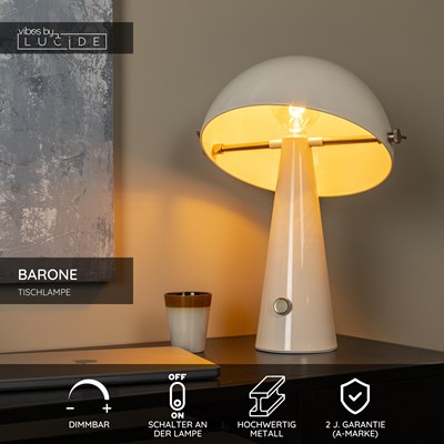 Lucide BARONE - Tischlampe - Ø 38 cm - 1xE27 - Beige | Vibes
